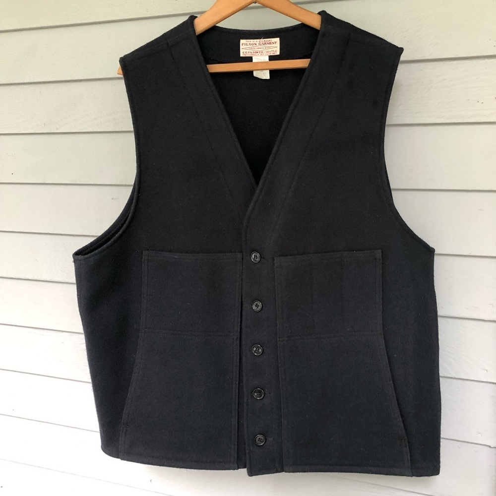 Filson Mackinaw Wool Vest Navy Vintage USA Mens 48 EUC
